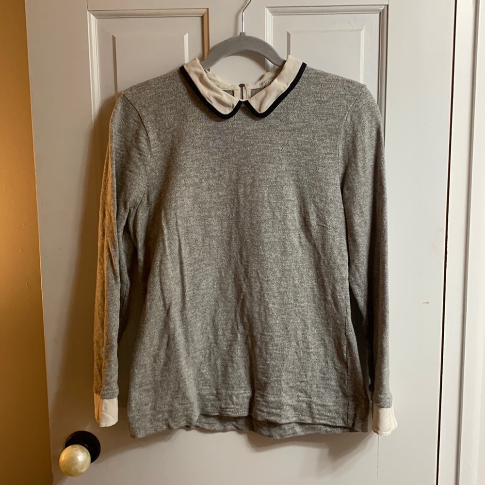 Gray J Crew Collared Sweater